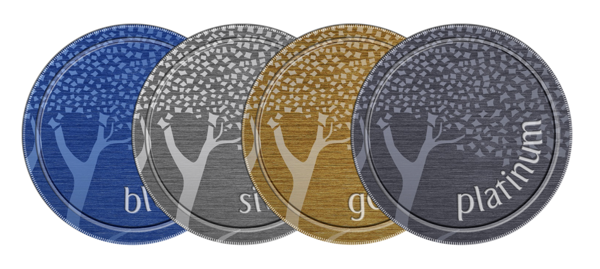 Emirates Skywards tier coins: Blue, Silver, Gold and Platinum