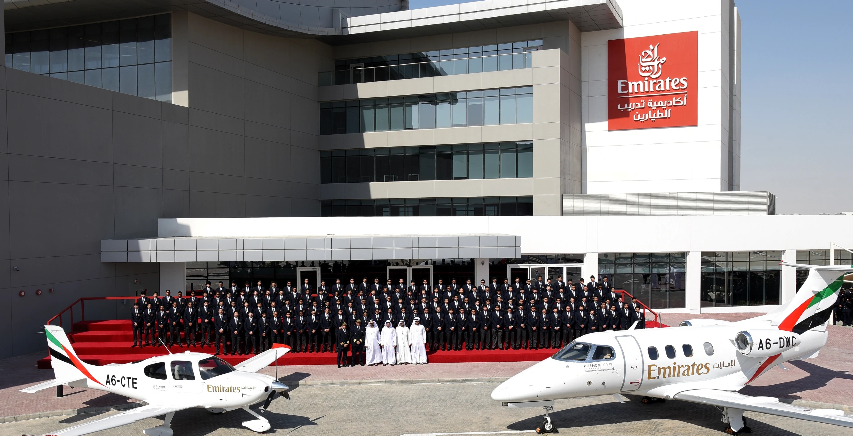 The inaugural cadet cohort assembled at the Emirates Flight Training Academy